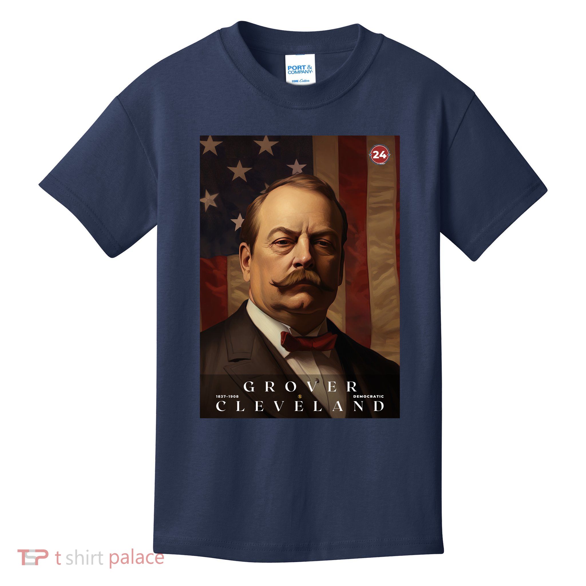 Grover Cleveland 24th President Of The United States Portrait Kids T-Shirt