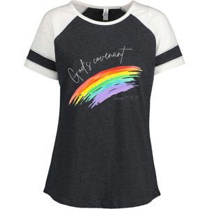 Gods Covenant 91315 Rainbow Gods Believers Enza Ladies Jersey Colorblock Tee