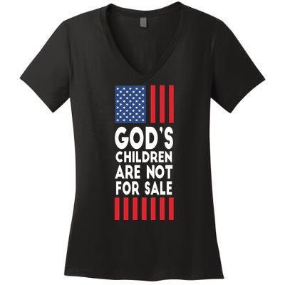 Gods Children Are Not For Sale Funny Political Women's V-Neck T-Shirt