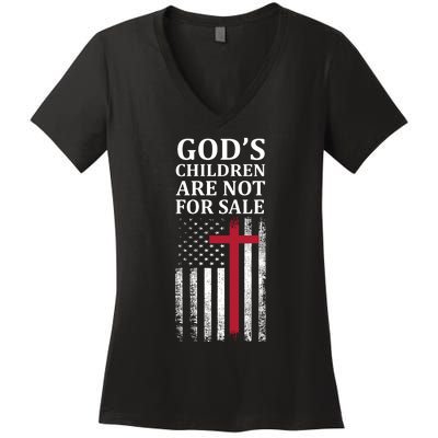 Gods Children Are Not For Sale Funny Political Women's V-Neck T-Shirt