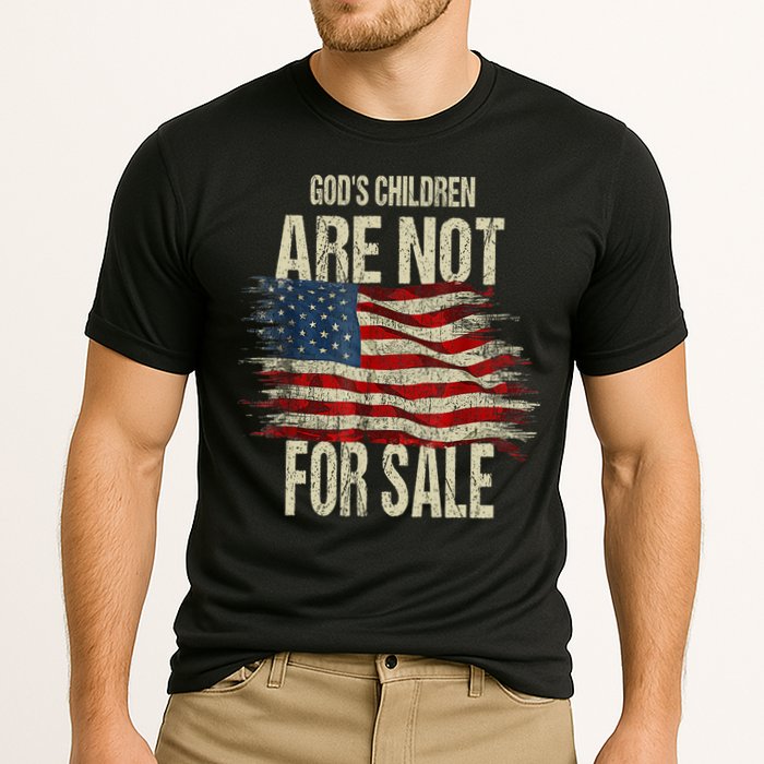 Gods Children Are Not For Sale Christian American Flag Cooling Performance Crew T-Shirt