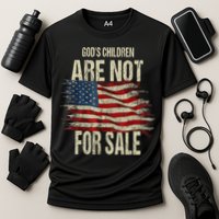 Gods Children Are Not For Sale Christian American Flag Cooling Performance Crew T-Shirt