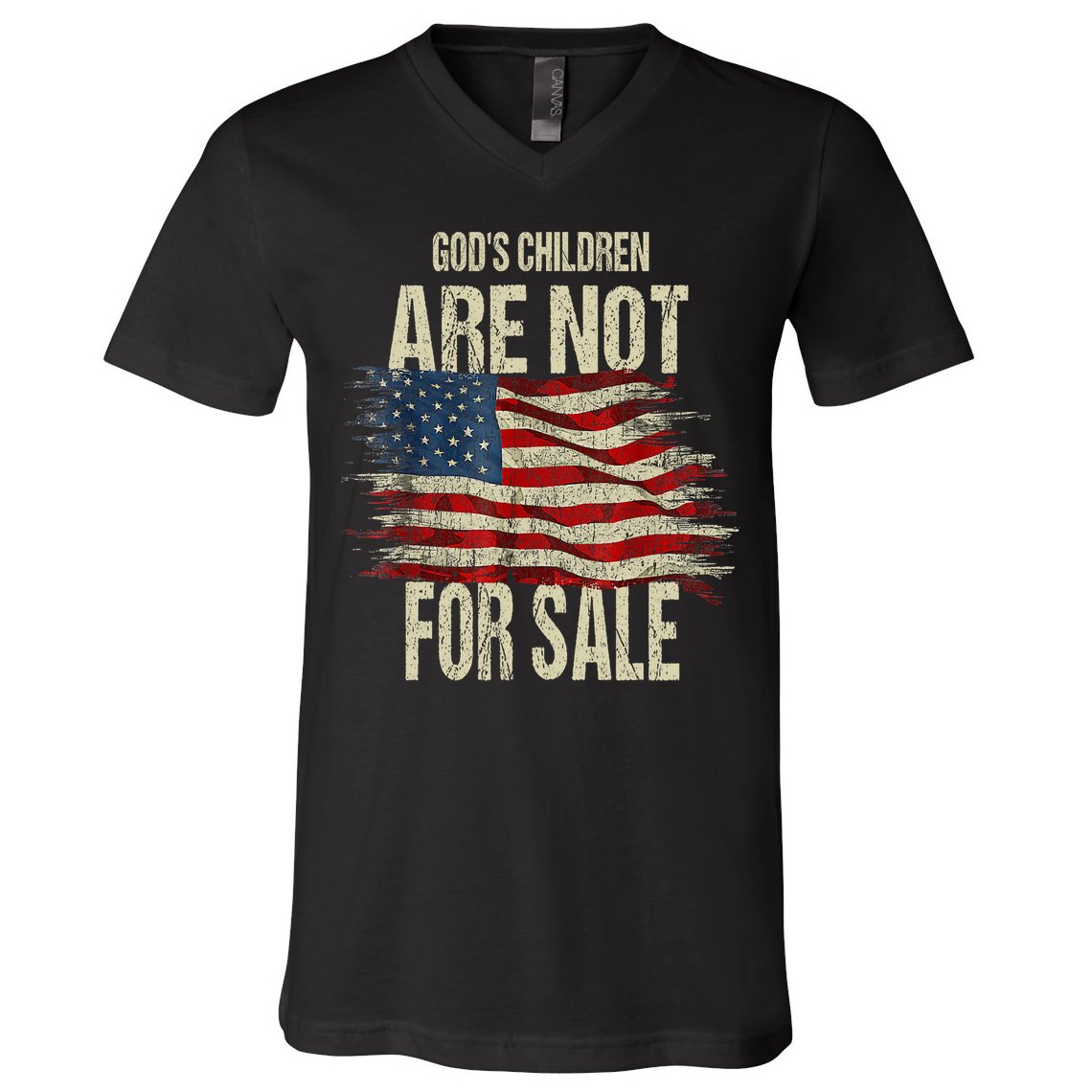 Gods Children Are Not For Sale Christian American Flag V-Neck T-Shirt