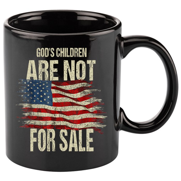 Gods Children Are Not For Sale Christian American Flag 11oz C Handle Ceramic Mug
