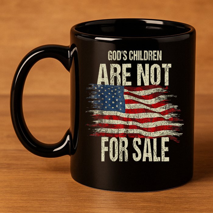 Gods Children Are Not For Sale Christian American Flag 11oz C Handle Ceramic Mug