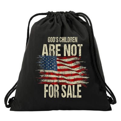 Gods Children Are Not For Sale Christian American Flag Drawstring Bag
