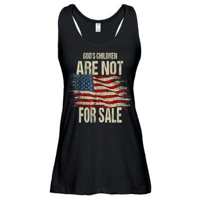 Gods Children Are Not For Sale Christian American Flag Ladies Essential Flowy Tank