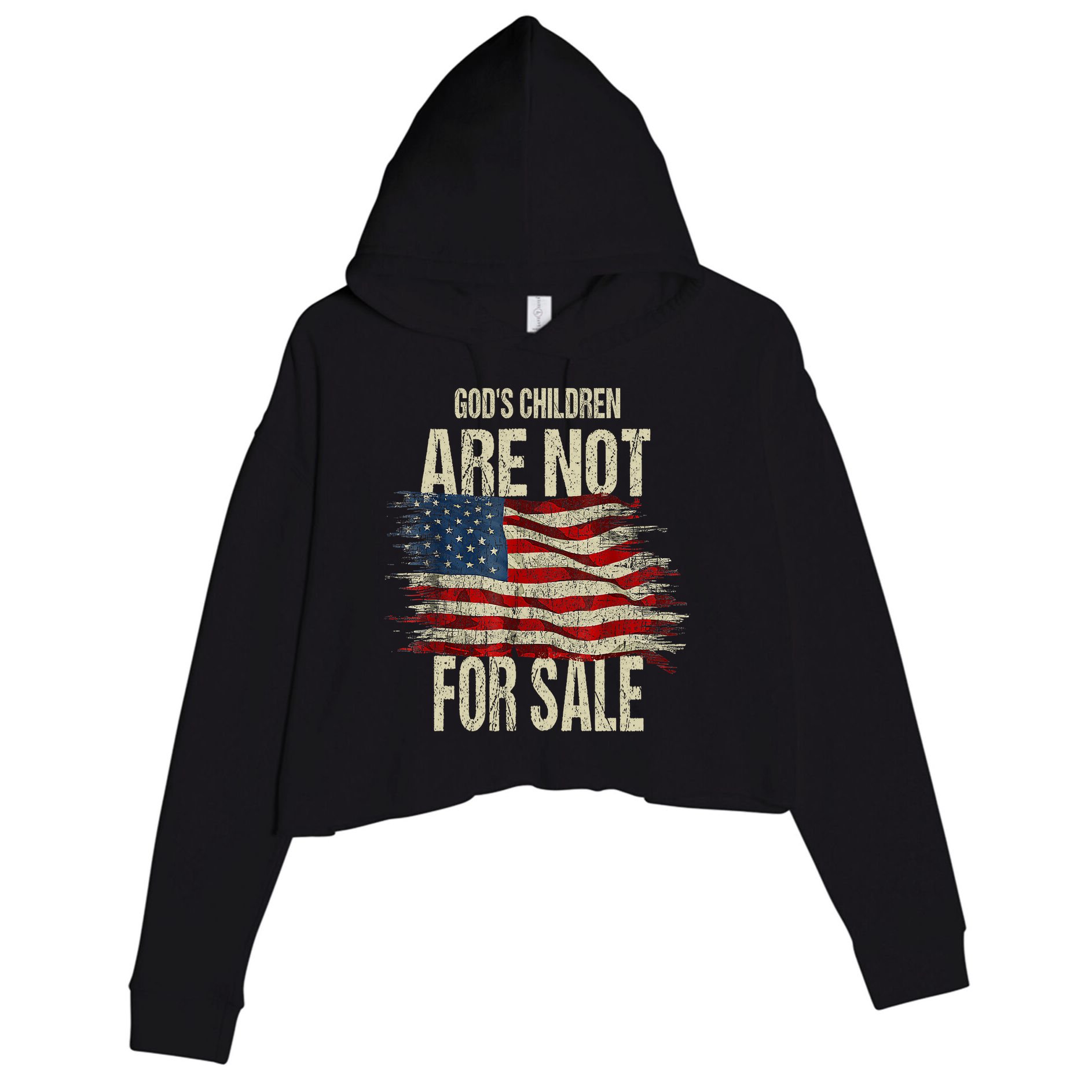 Gods Children Are Not For Sale Christian American Flag Crop Fleece Hoodie
