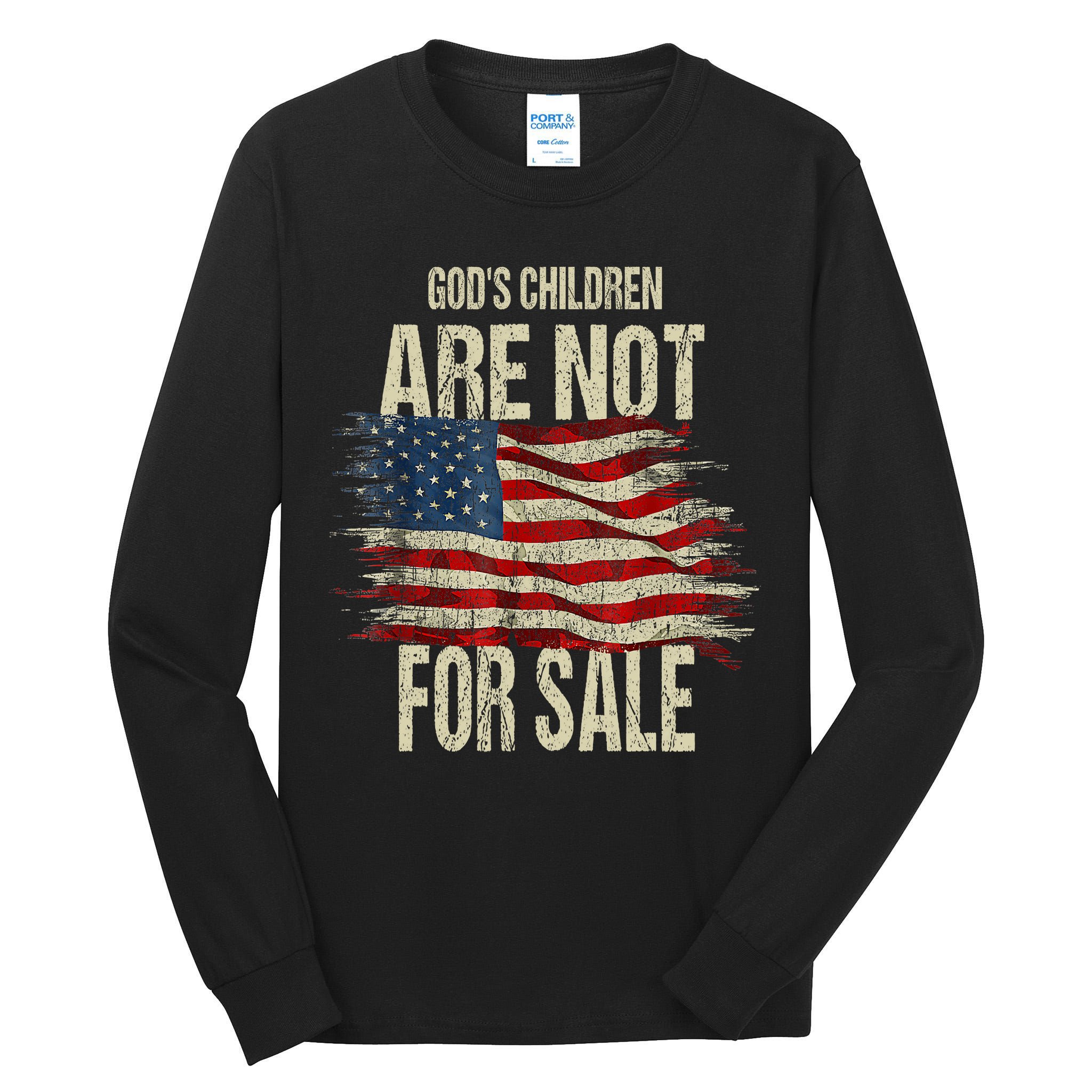 Gods Children Are Not For Sale Christian American Flag Tall Long Sleeve T-Shirt