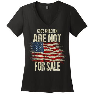 Gods Children Are Not For Sale Christian American Flag Women's V-Neck T-Shirt