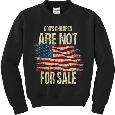 Gods Children Are Not For Sale Christian American Flag Kids Sweatshirt