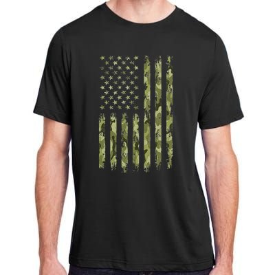 Green Camo American Flag Desert Camouflage Tactical Military Adult ChromaSoft Performance T-Shirt