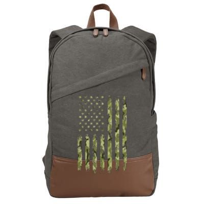 Green Camo American Flag Desert Camouflage Tactical Military Cotton Canvas Backpack