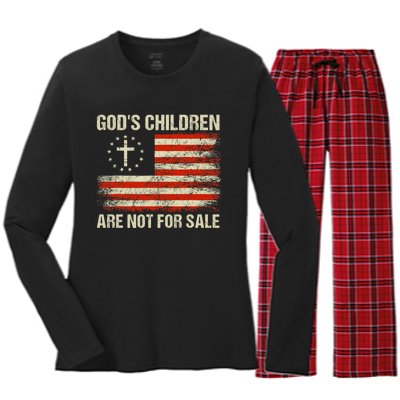 Gods Children Are Not For Sale Funny Quote Gods Children Women's Long Sleeve Flannel Pajama Set 