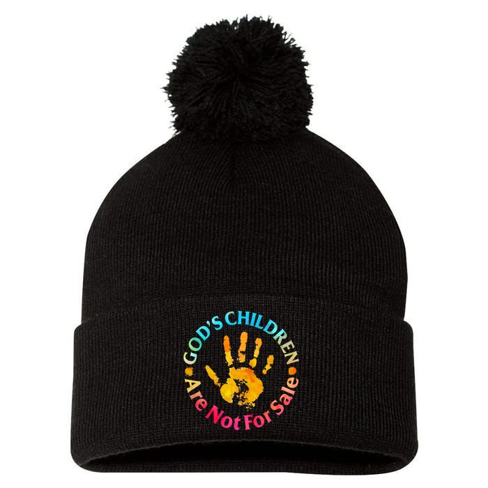 Gods Children Are Not For Sale Hand Prints Pom Pom 12in Knit Beanie