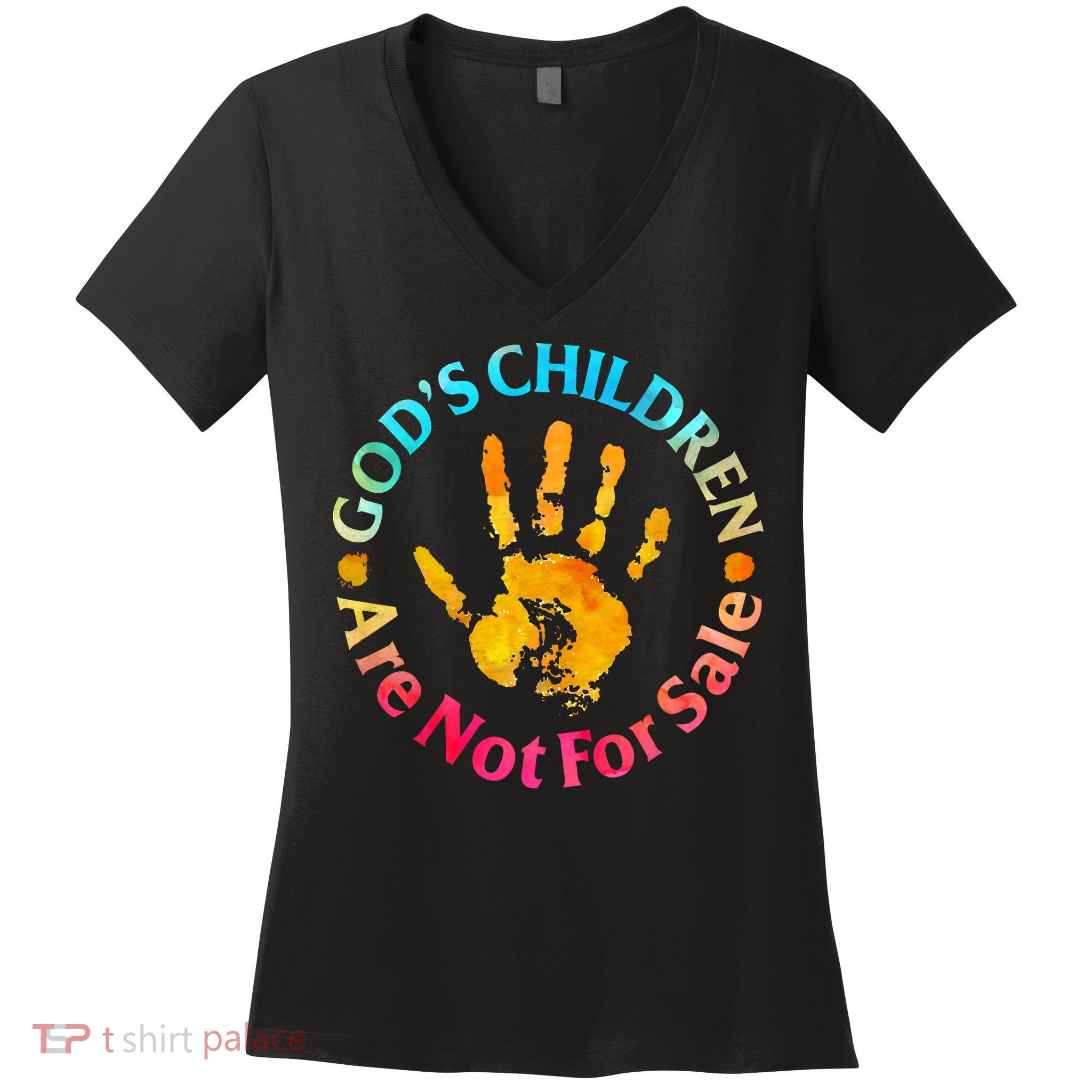 Gods Children Are Not For Sale Hand Prints Women's V-Neck T-Shirt