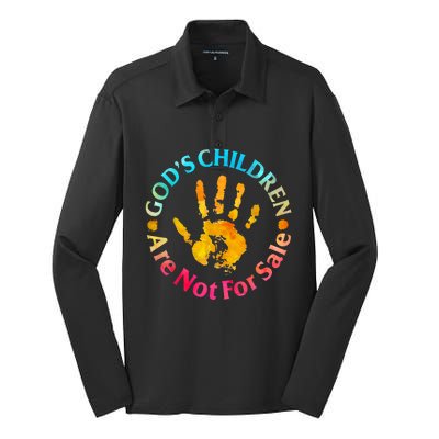 Gods Children Are Not For Sale Hand Prints Silk Touch Performance Long Sleeve Polo