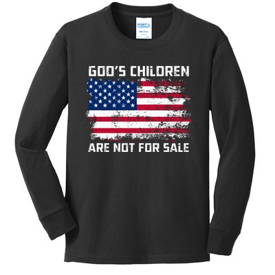 Gods Children Are Not For Sale Patriotic US Flag Kids Long Sleeve Shirt