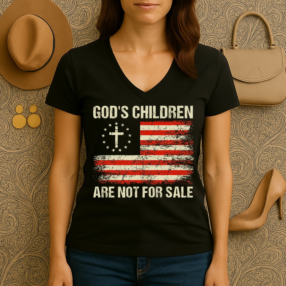 God's Children Are Not For Sale Funny Quote God's Children Women's V-Neck T-Shirt