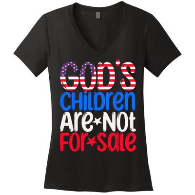 Gods Children Are Not For Sale Trendy Women's V-Neck T-Shirt