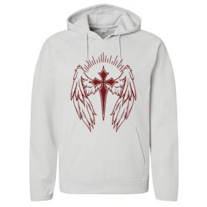 Gothic Cross And Wings Goth Egirl Eboy Emo Alt Performance Fleece Hoodie