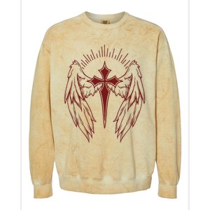 Gothic Cross And Wings Goth Egirl Eboy Emo Alt Colorblast Crewneck Sweatshirt