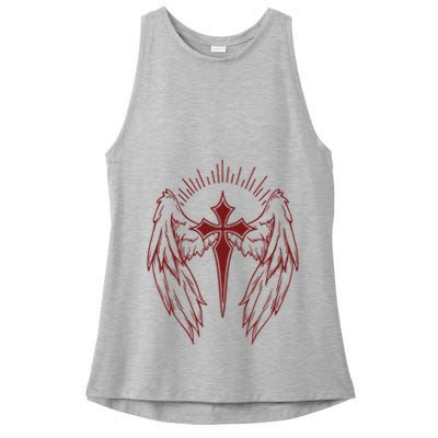 Gothic Cross And Wings Goth Egirl Eboy Emo Alt Ladies PosiCharge Tri-Blend Wicking Tank