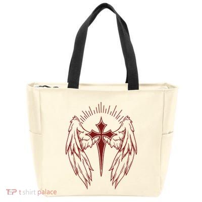 Gothic Cross And Wings Goth Egirl Eboy Emo Alt Zip Tote Bag