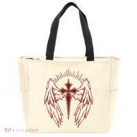 Gothic Cross And Wings Goth Egirl Eboy Emo Alt Zip Tote Bag