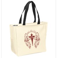 Gothic Cross And Wings Goth Egirl Eboy Emo Alt Zip Tote Bag