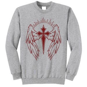 Gothic Cross And Wings Goth Egirl Eboy Emo Alt Tall Sweatshirt