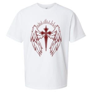 Gothic Cross And Wings Goth Egirl Eboy Emo Alt Sueded Cloud Jersey T-Shirt