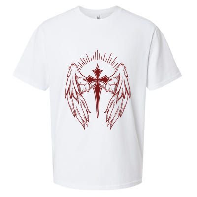 Gothic Cross And Wings Goth Egirl Eboy Emo Alt Sueded Cloud Jersey T-Shirt