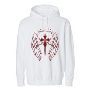 Gothic Cross And Wings Goth Egirl Eboy Emo Alt Garment-Dyed Fleece Hoodie