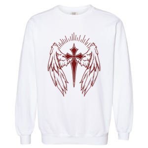 Gothic Cross And Wings Goth Egirl Eboy Emo Alt Garment-Dyed Sweatshirt