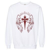 Gothic Cross And Wings Goth Egirl Eboy Emo Alt Garment-Dyed Sweatshirt