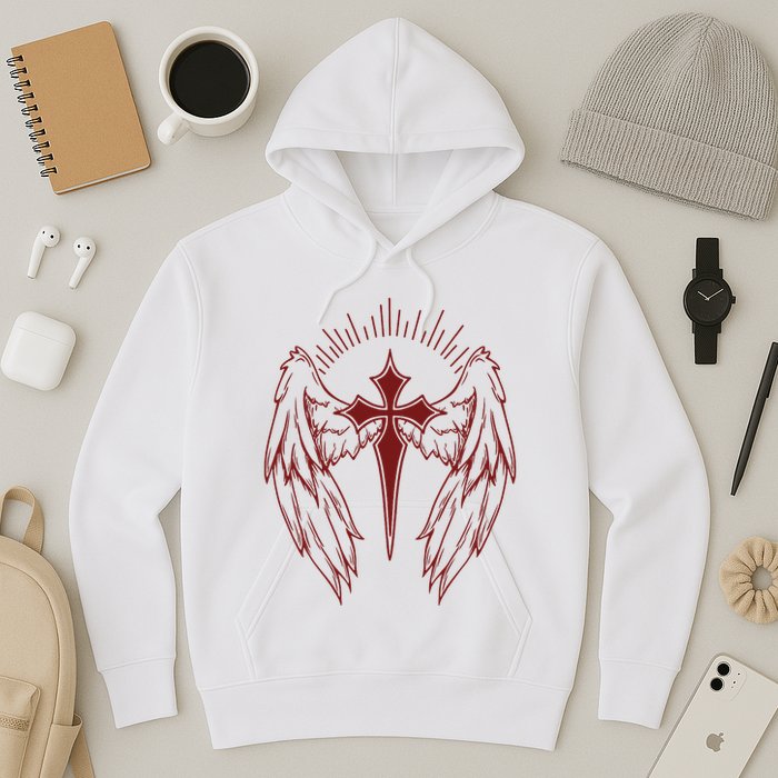 Gothic Cross And Wings Goth Egirl Eboy Emo Alt Hoodie