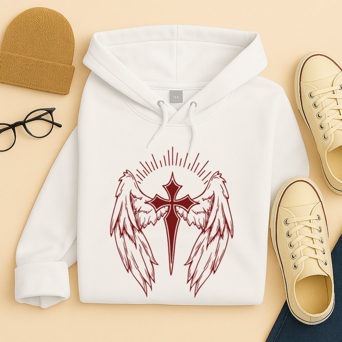 Gothic Cross And Wings Goth Egirl Eboy Emo Alt Hoodie