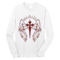 Gothic Cross And Wings Goth Egirl Eboy Emo Alt Long Sleeve Shirt