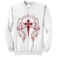 Gothic Cross And Wings Goth Egirl Eboy Emo Alt Sweatshirt