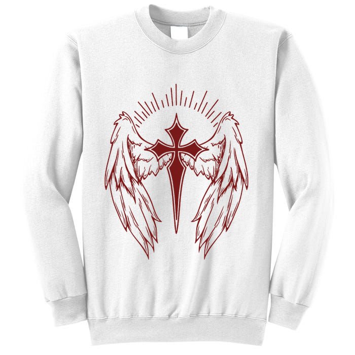 Gothic Cross And Wings Goth Egirl Eboy Emo Alt Sweatshirt