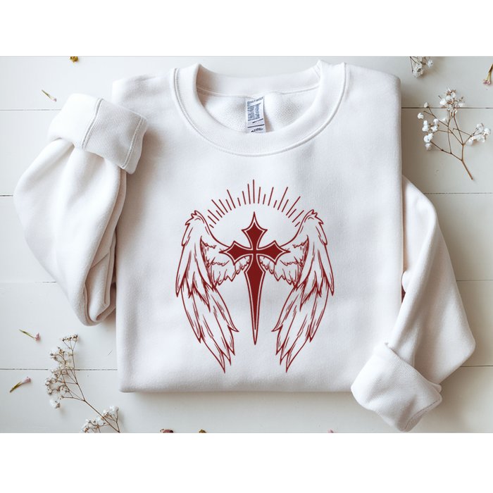 Gothic Cross And Wings Goth Egirl Eboy Emo Alt Sweatshirt