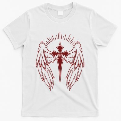 Gothic Cross And Wings Goth Egirl Eboy Emo Alt T-Shirt