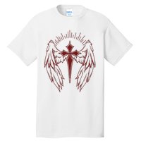 Gothic Cross And Wings Goth Egirl Eboy Emo Alt Tall T-Shirt