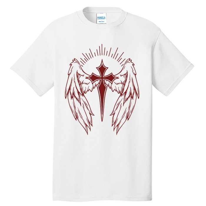 Gothic Cross And Wings Goth Egirl Eboy Emo Alt Tall T-Shirt