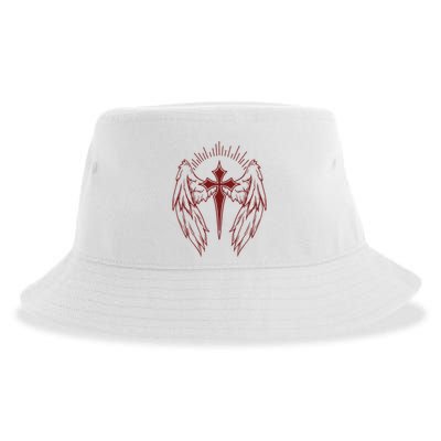Gothic Cross And Wings Goth Egirl Eboy Emo Alt Sustainable Bucket Hat