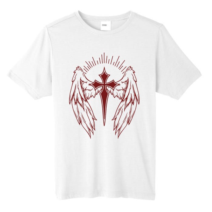 Gothic Cross And Wings Goth Egirl Eboy Emo Alt Tall Fusion ChromaSoft Performance T-Shirt