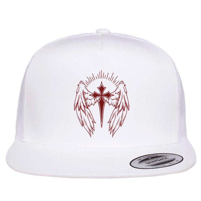 Gothic Cross And Wings Goth Egirl Eboy Emo Alt Flat Bill Trucker Hat