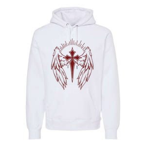 Gothic Cross And Wings Goth Egirl Eboy Emo Alt Premium Hoodie