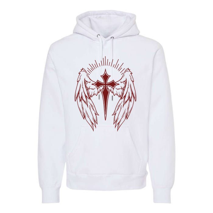 Gothic Cross And Wings Goth Egirl Eboy Emo Alt Premium Hoodie